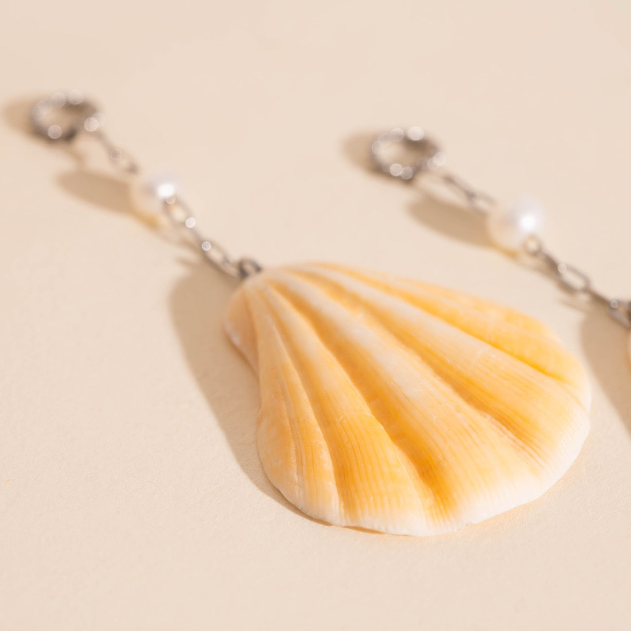 Jumbo Seashell Dangle Huggie Hoop Charms