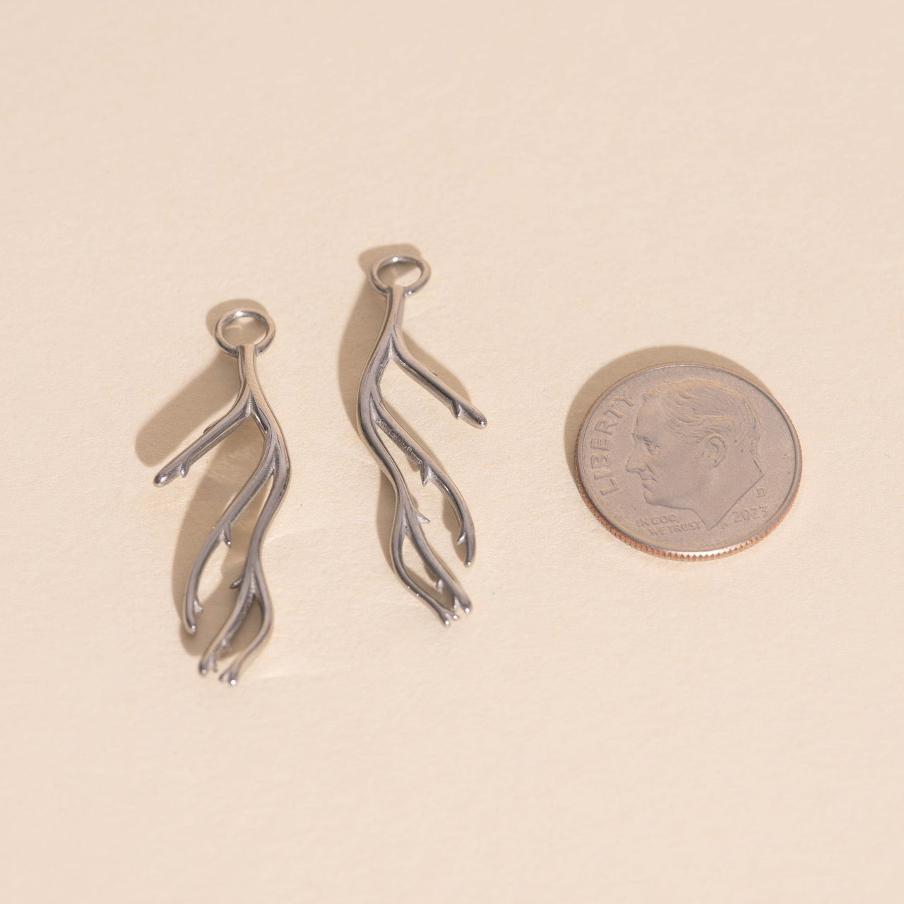 Coral Huggie Hoop Charms