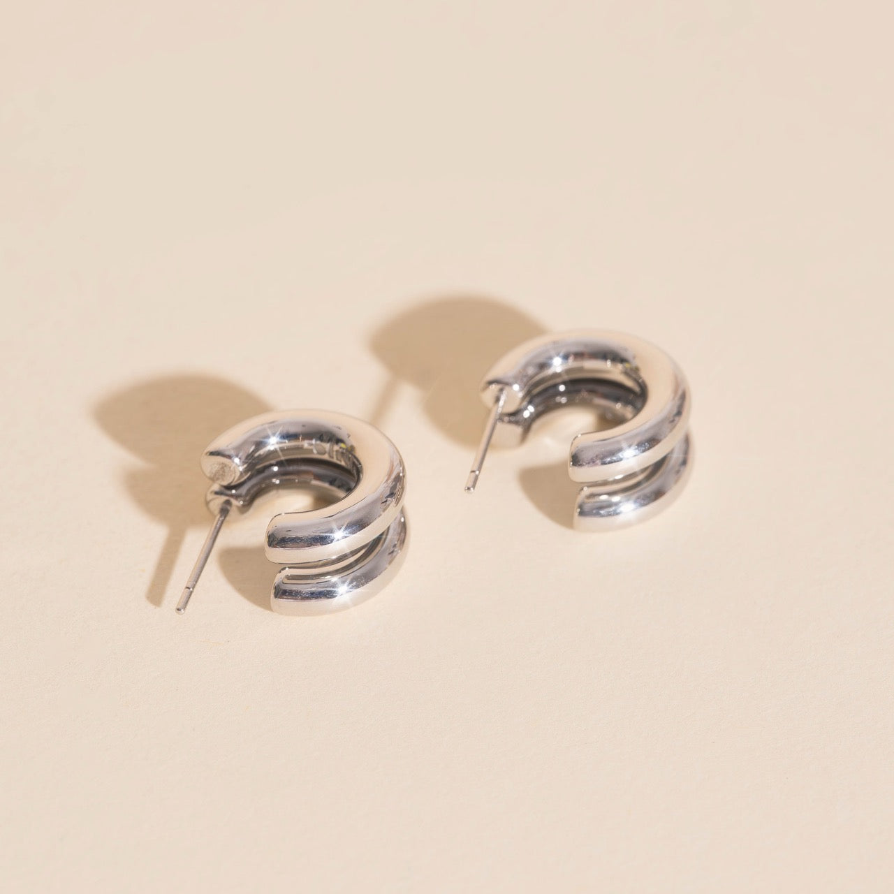 Chunky Crescent Stud Earrings
