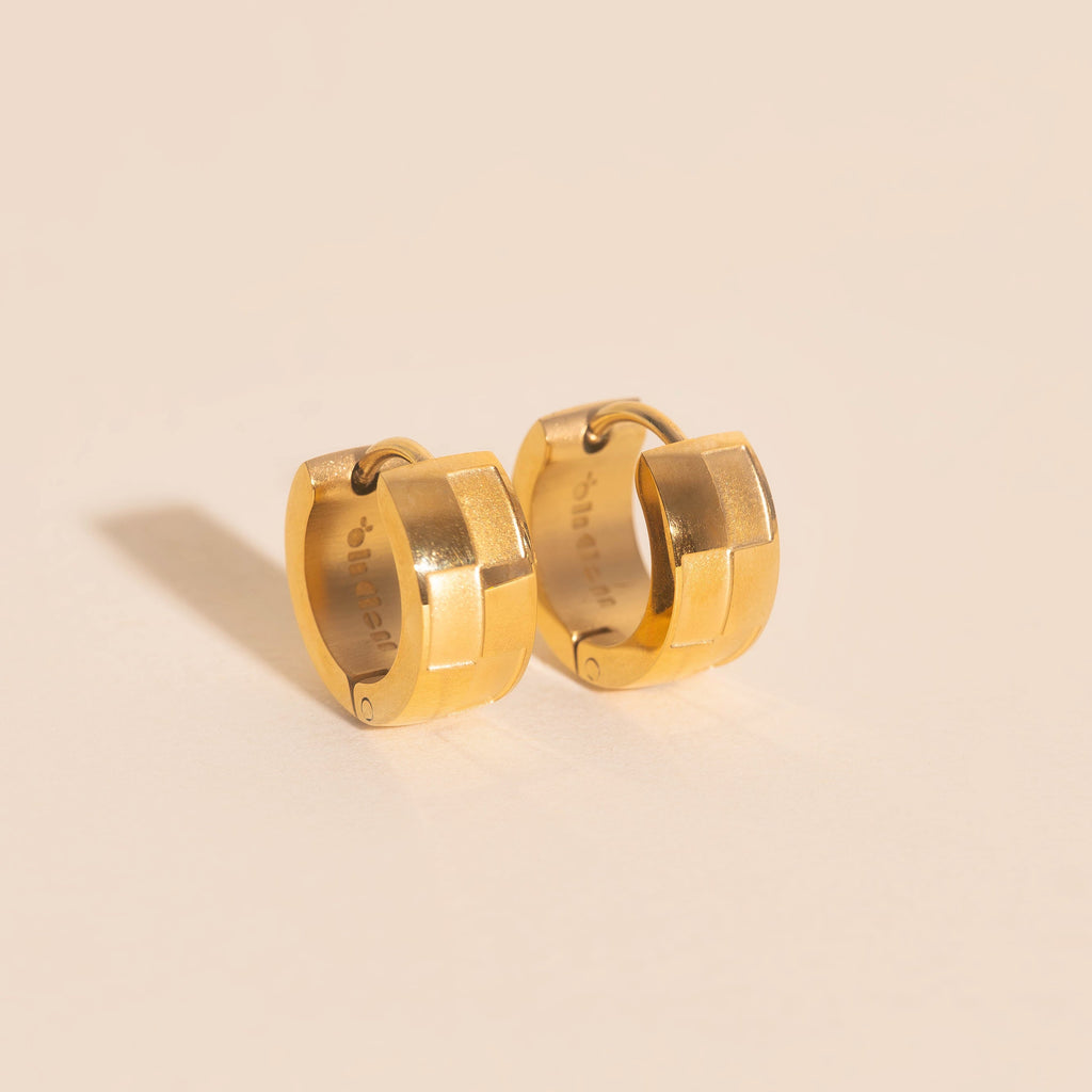 Naked Checkered Rounded Super Chunky Huggie Hoop Earrings