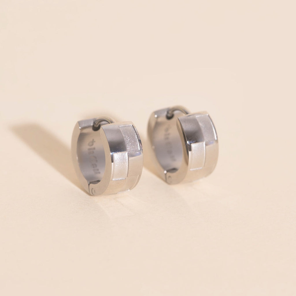 Naked Checkered Rounded Super Chunky Huggie Hoop Earrings