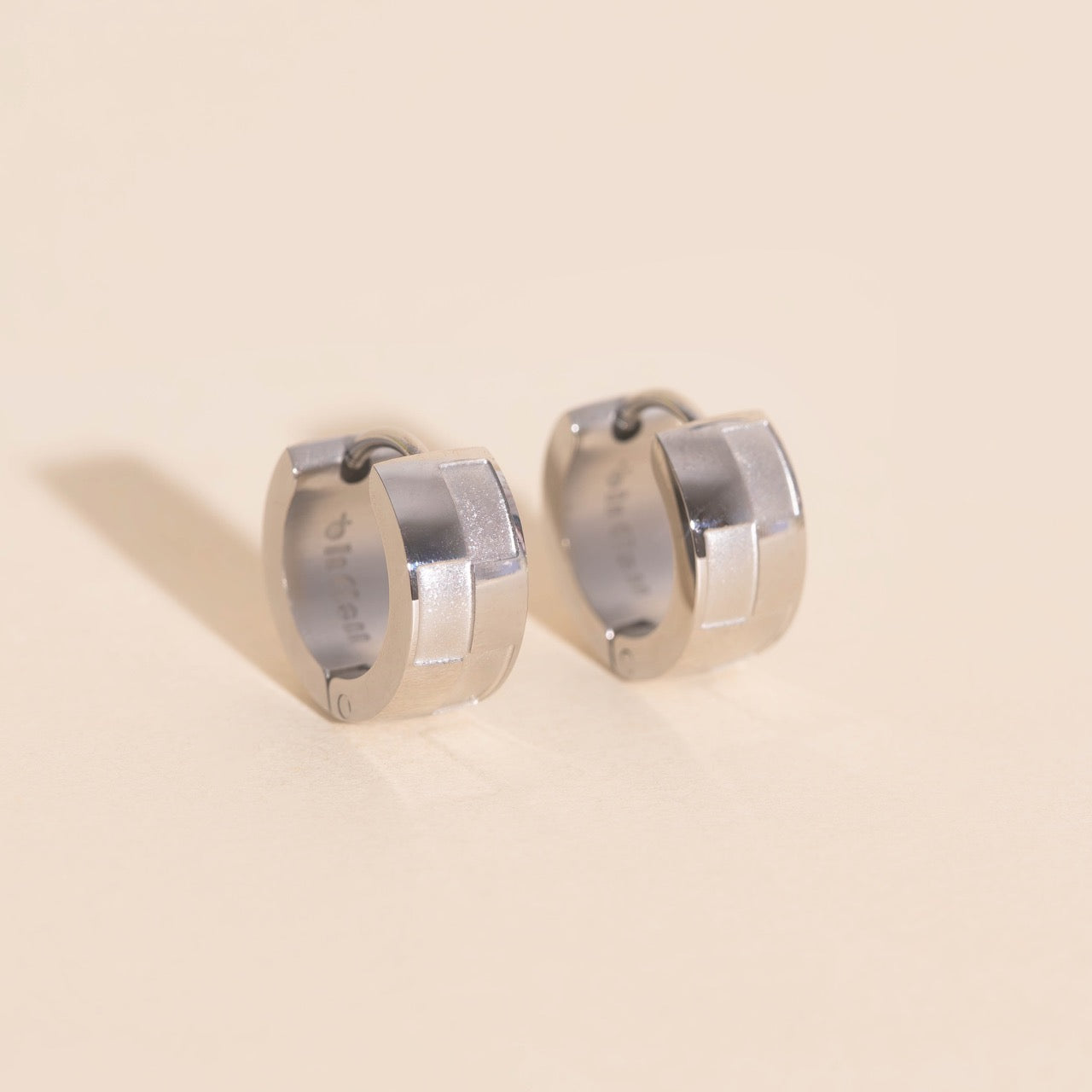 Naked Checkered Rounded Super Chunky Huggie Hoop Earrings