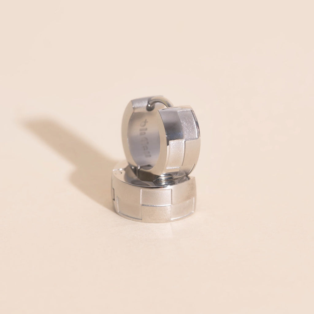 Naked Checkered Rounded Super Chunky Huggie Hoop Earrings