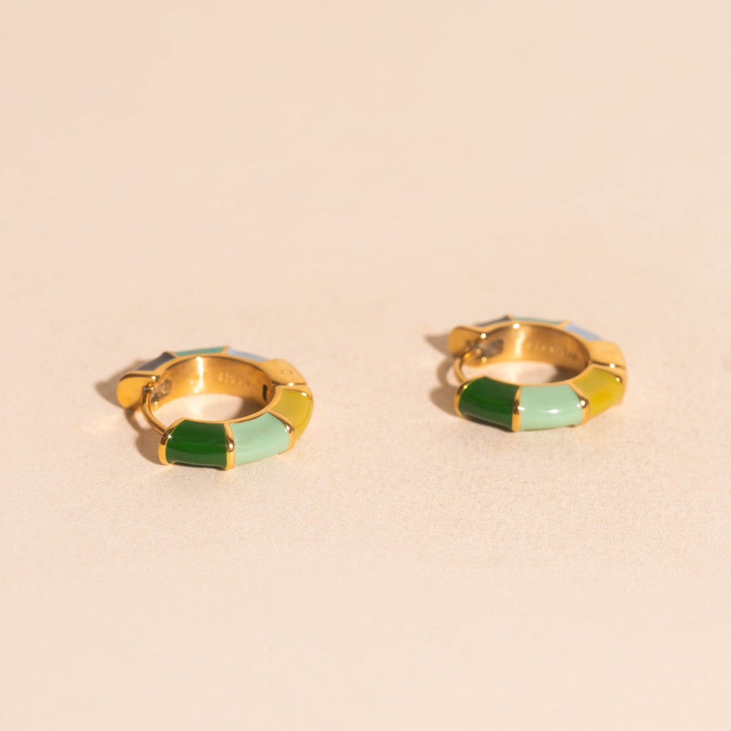 Color Block Chunky Rounded Huggie Hoop Earrings
