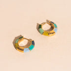 Color Block Chunky Rounded Huggie Hoop Earrings