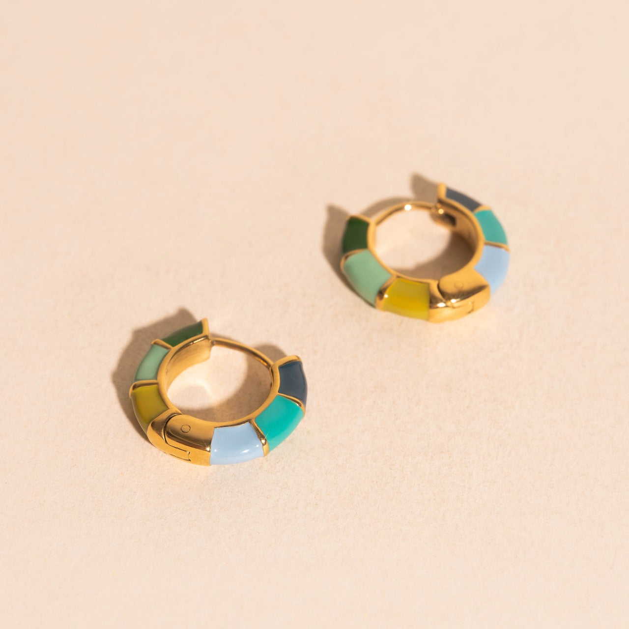 Color Block Chunky Rounded Huggie Hoop Earrings