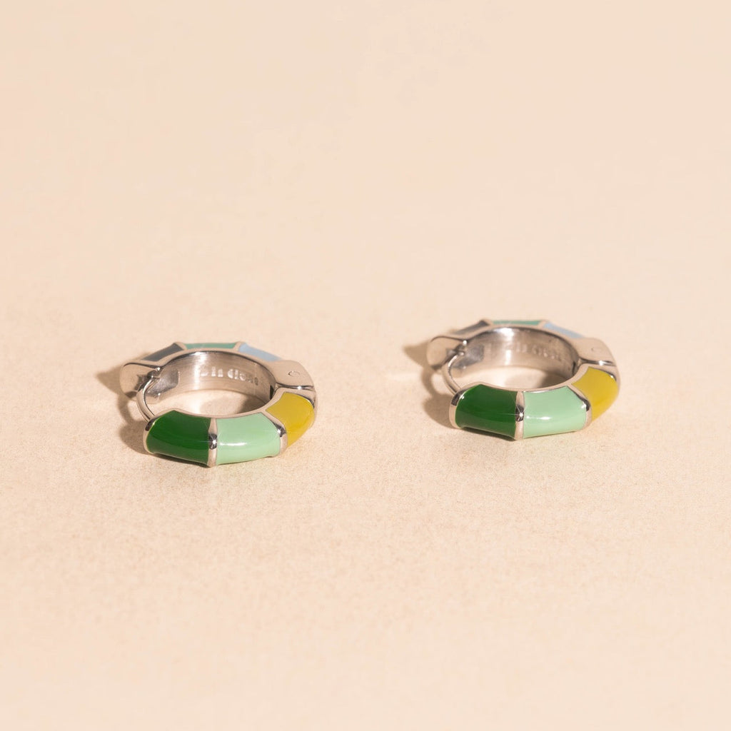 Color Block Chunky Rounded Huggie Hoop Earrings