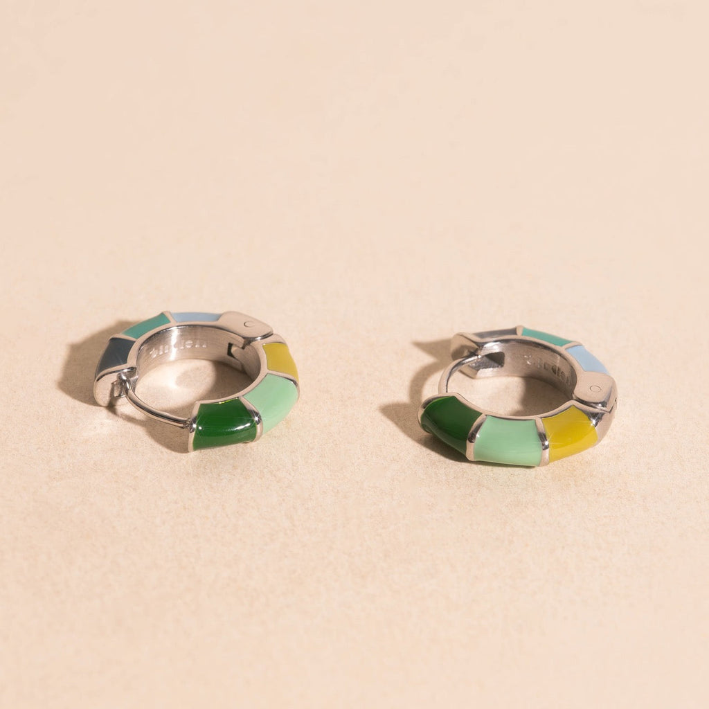 Color Block Chunky Rounded Huggie Hoop Earrings