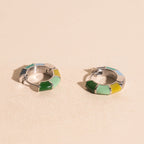 Color Block Chunky Rounded Huggie Hoop Earrings