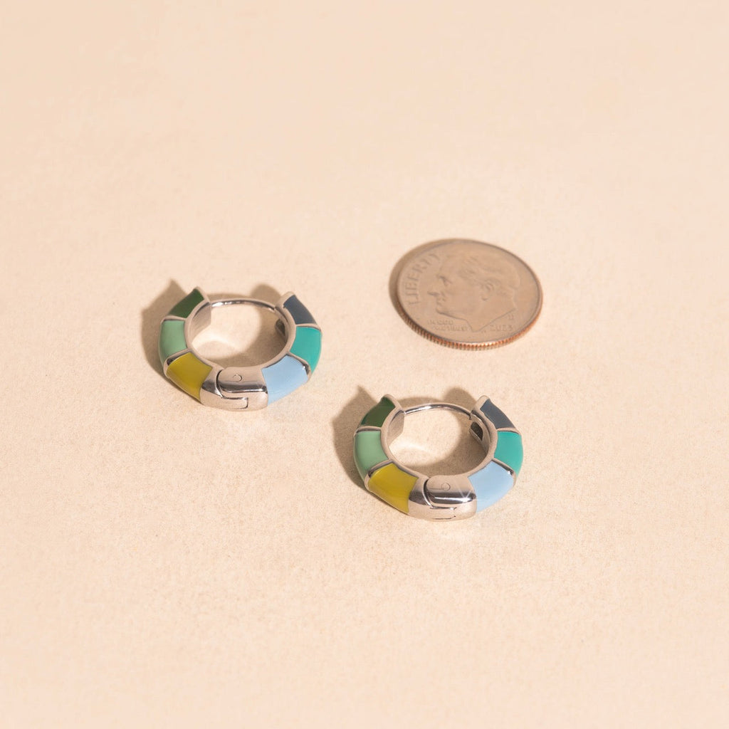 Color Block Chunky Rounded Huggie Hoop Earrings