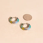 Color Block Chunky Rounded Huggie Hoop Earrings