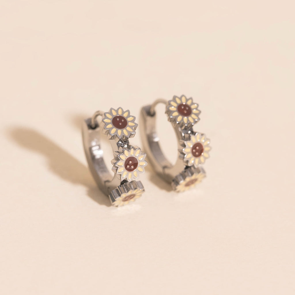 Sunflower 3D Huggie Hoop Earrings