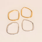 Titanium Hammered Oblong Huggie Hoop Earrings by Oh Clementine