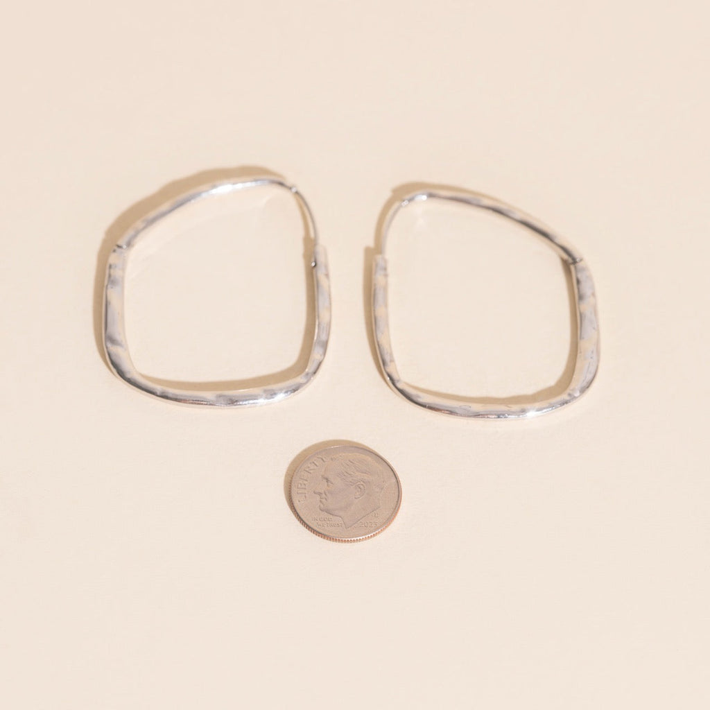 Titanium Hammered Oblong Huggie Hoop Earrings by Oh Clementine