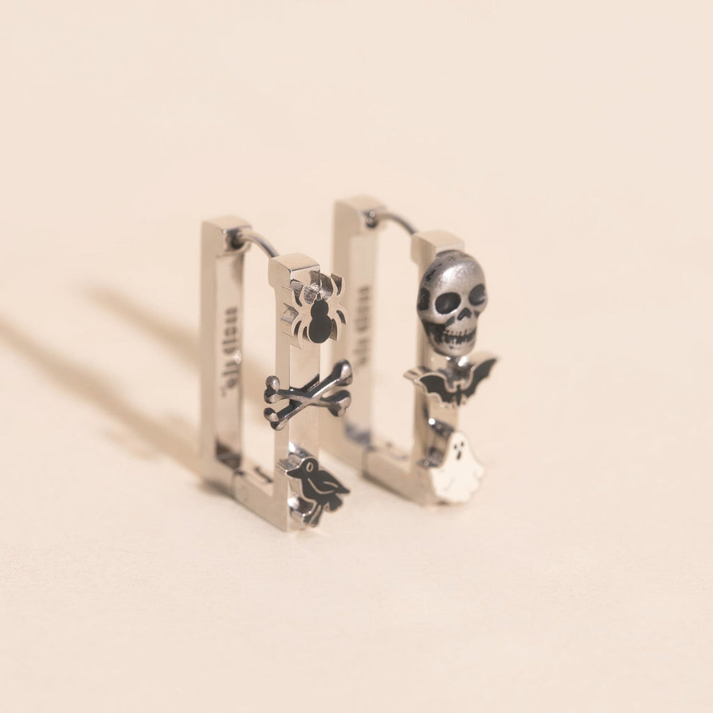 Halloween Rectangle 3D Huggie Hoop Earrings