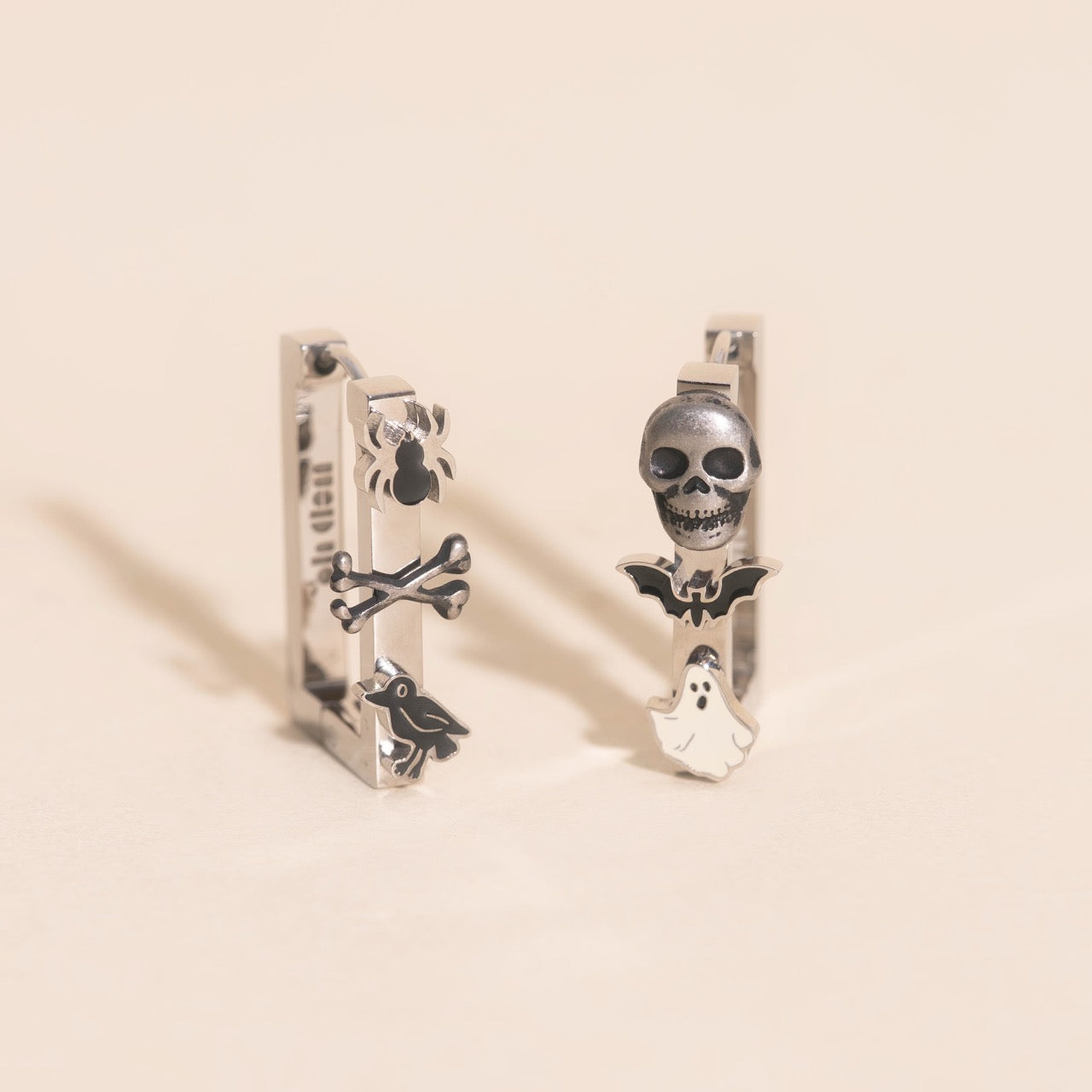 Halloween Rectangle 3D Huggie Hoop Earrings