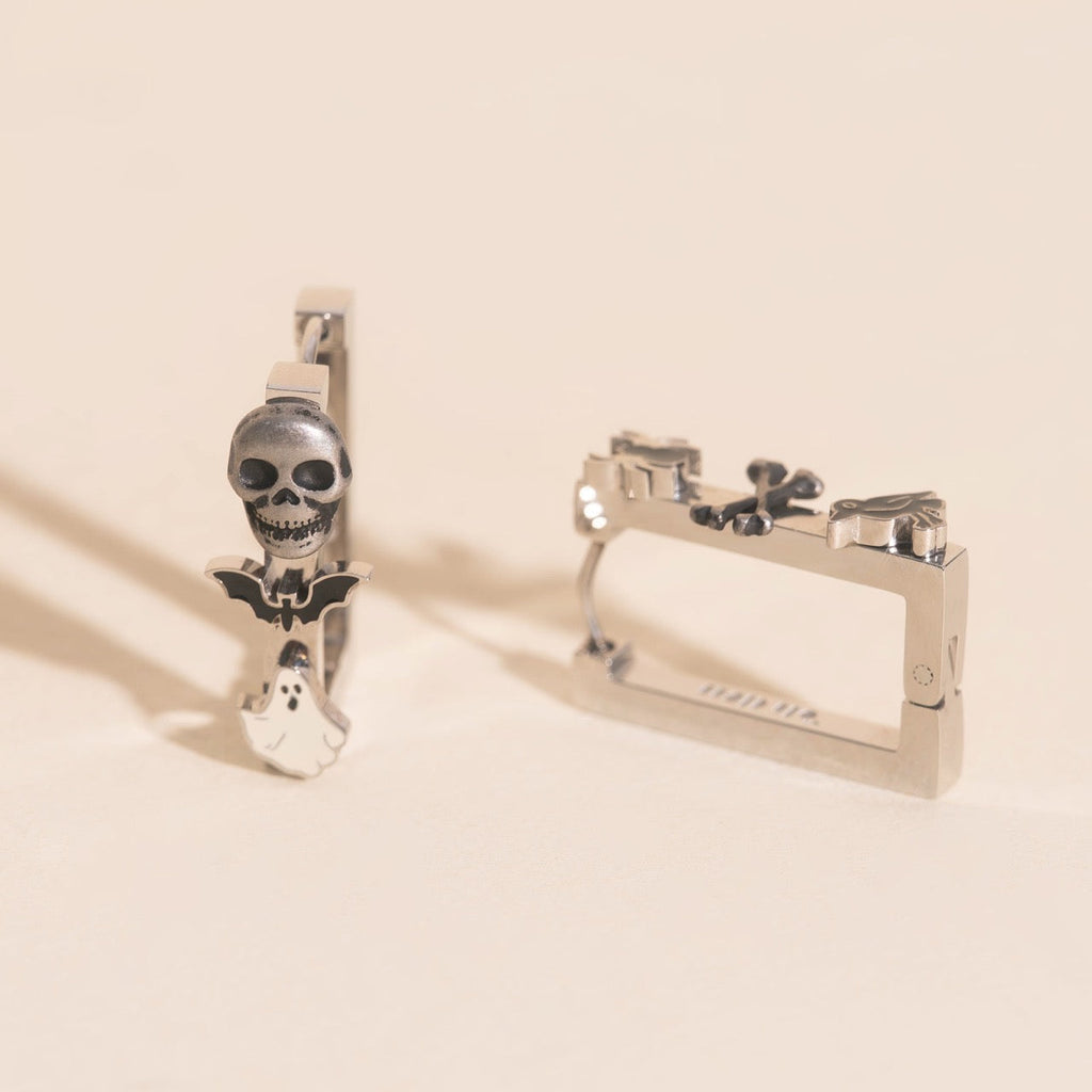 Halloween Rectangle 3D Huggie Hoop Earrings