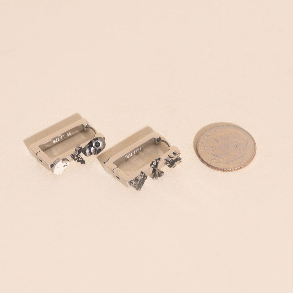 Halloween Rectangle 3D Huggie Hoop Earrings