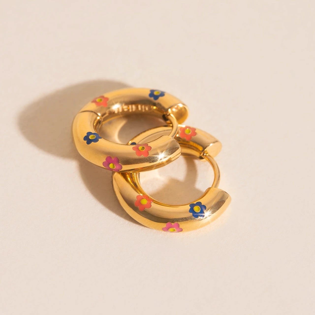 Daisy Chunky Rounded Huggie Hoop Earrings by Oh Clementine