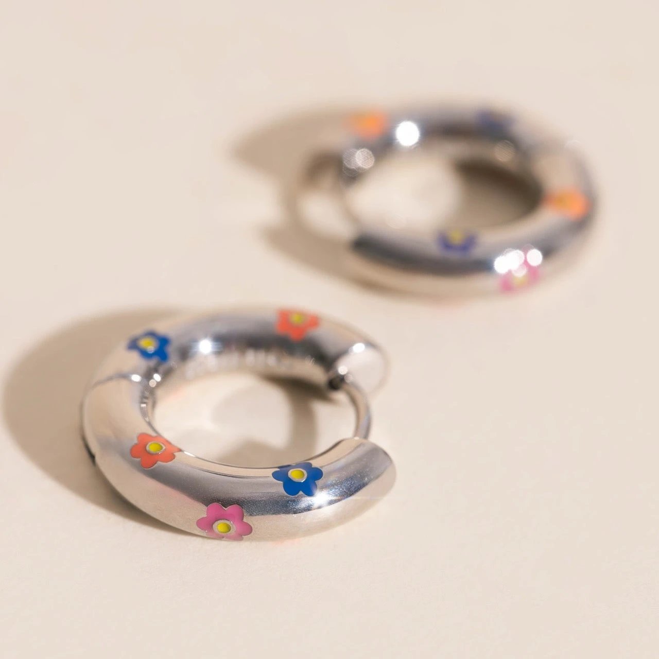 Daisy Chunky Rounded Huggie Hoop Earrings by Oh Clementine