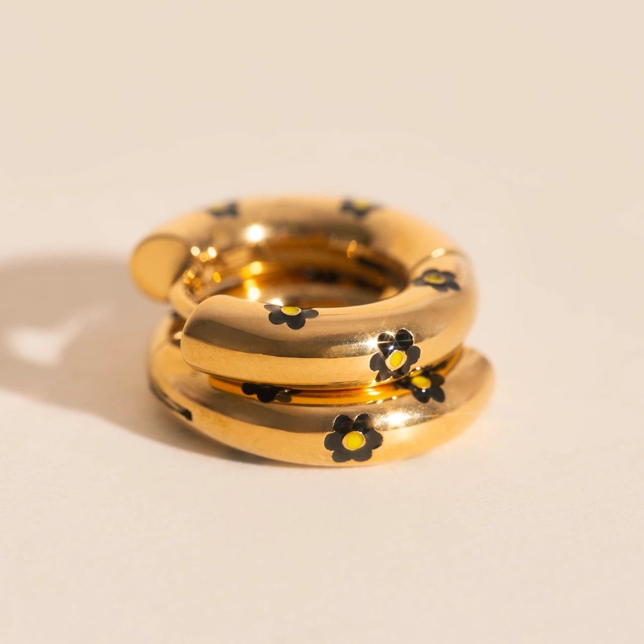 Daisy Chunky Rounded Huggie Hoop Earrings by Oh Clementine