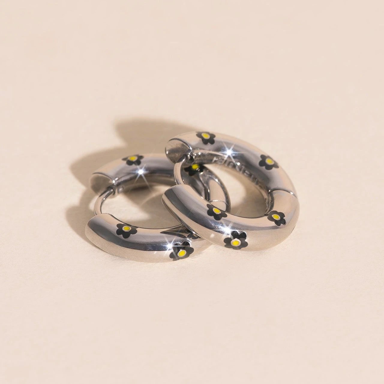 Daisy Chunky Rounded Huggie Hoop Earrings by Oh Clementine