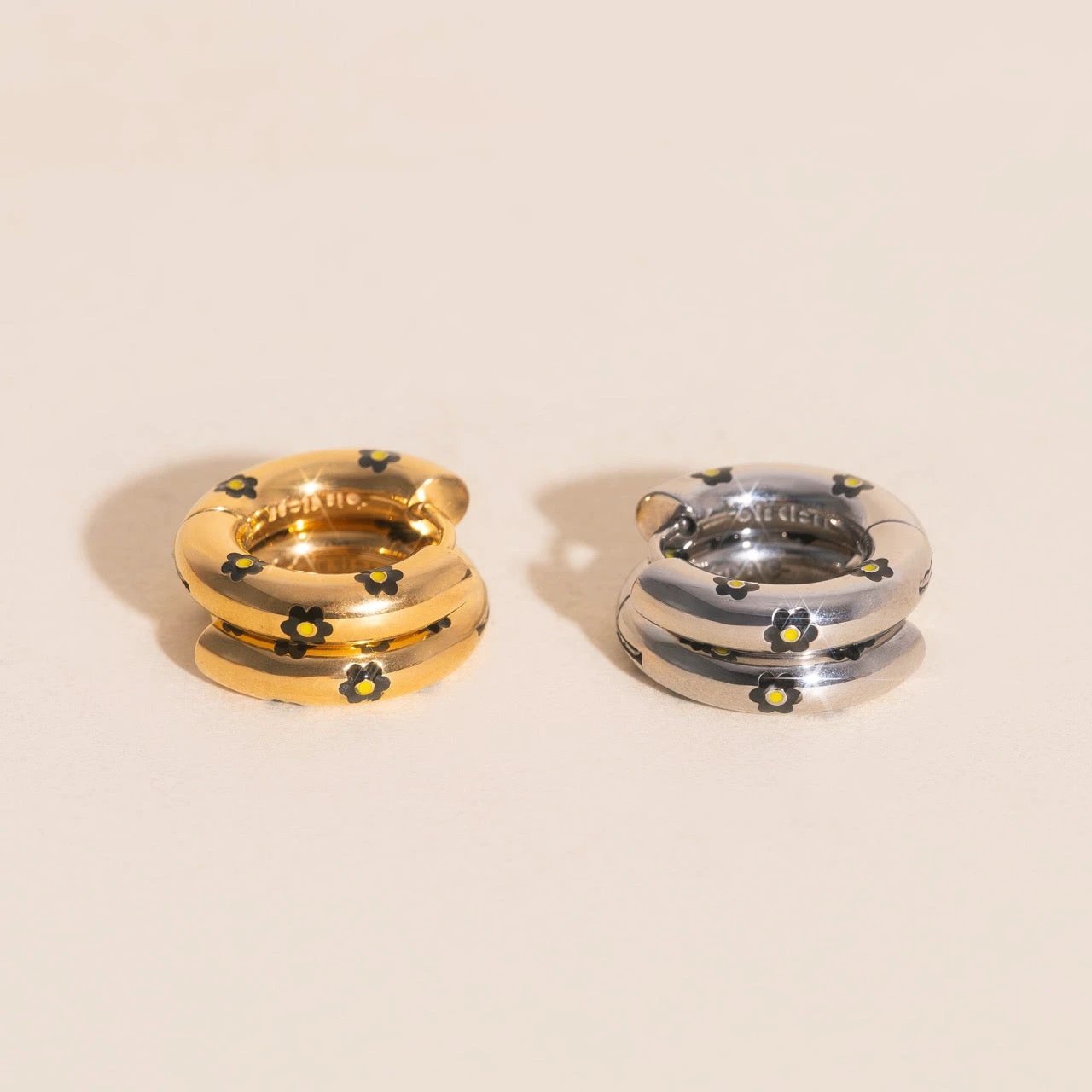 Daisy Chunky Rounded Huggie Hoop Earrings by Oh Clementine
