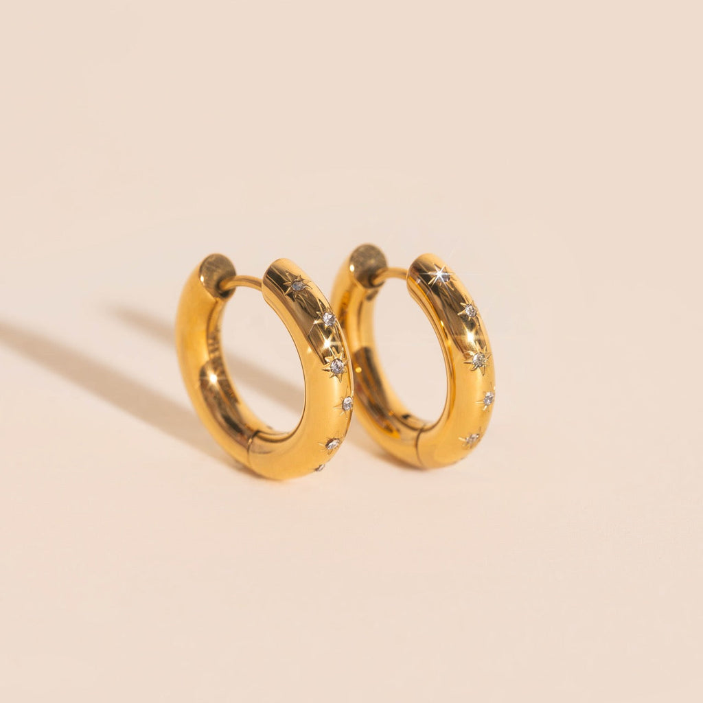 Starburst Chunky Rounded Huggie Hoop Earrings