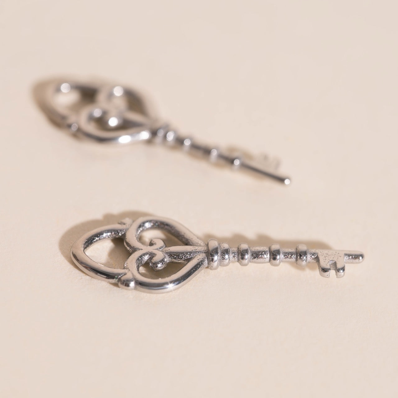 Key Heart Huggie Hoop Charms