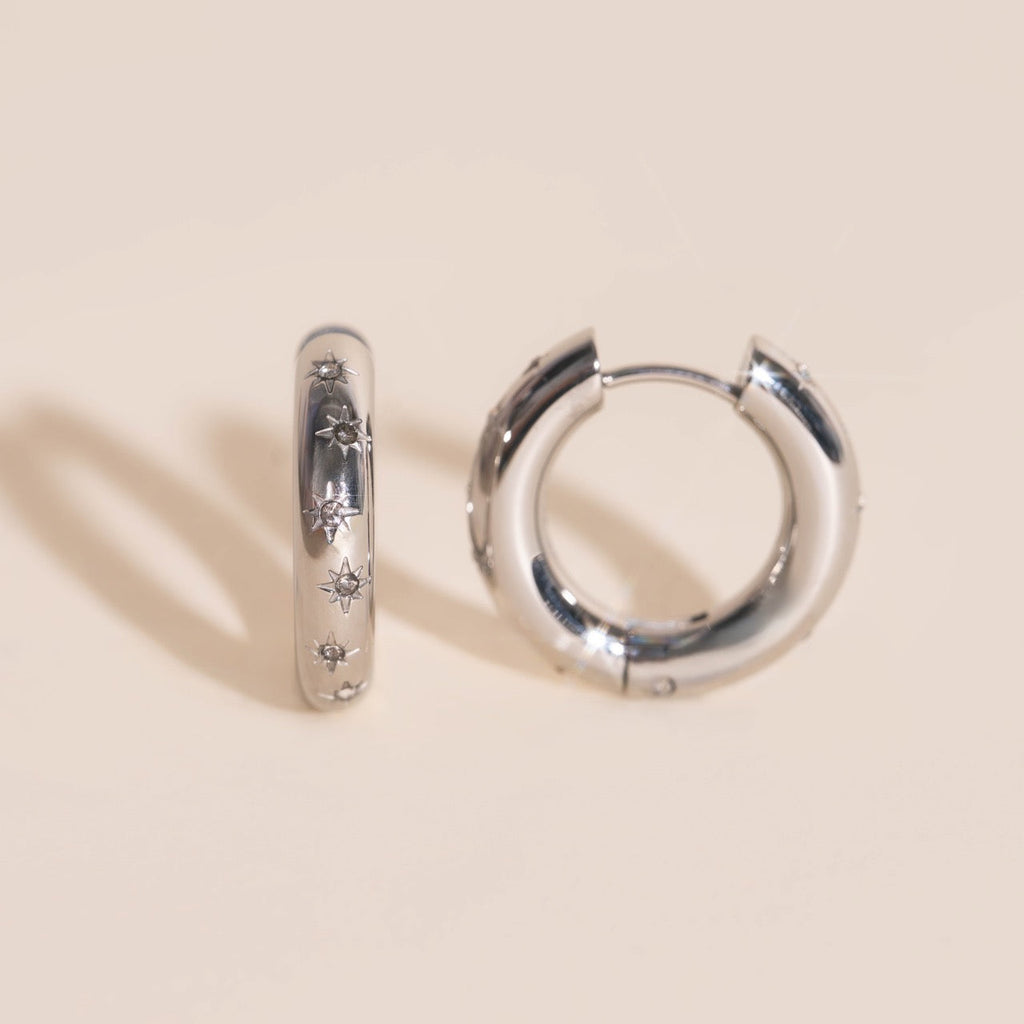 Starburst Chunky Rounded Huggie Hoop Earrings
