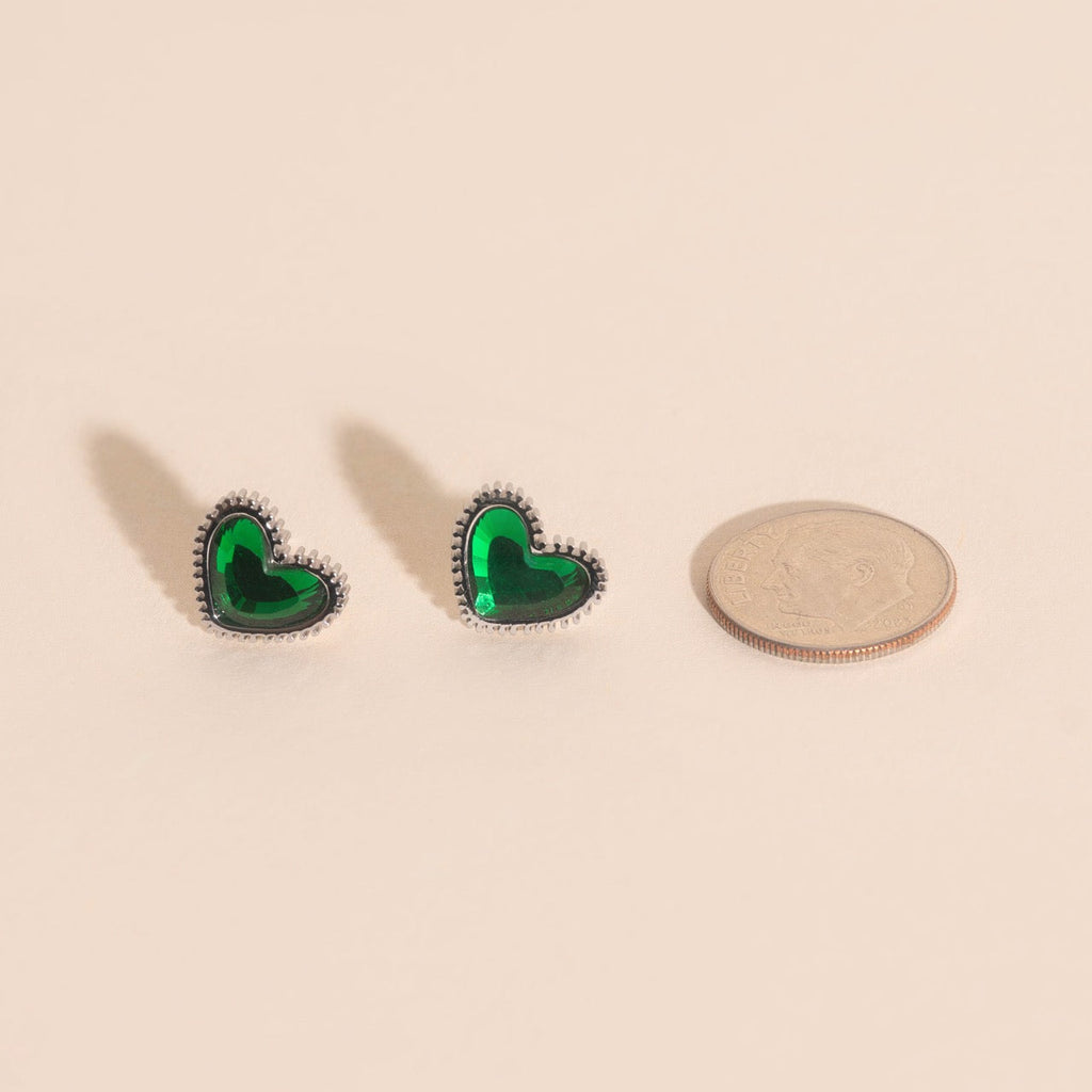 Emerald Heart Stud Earrings