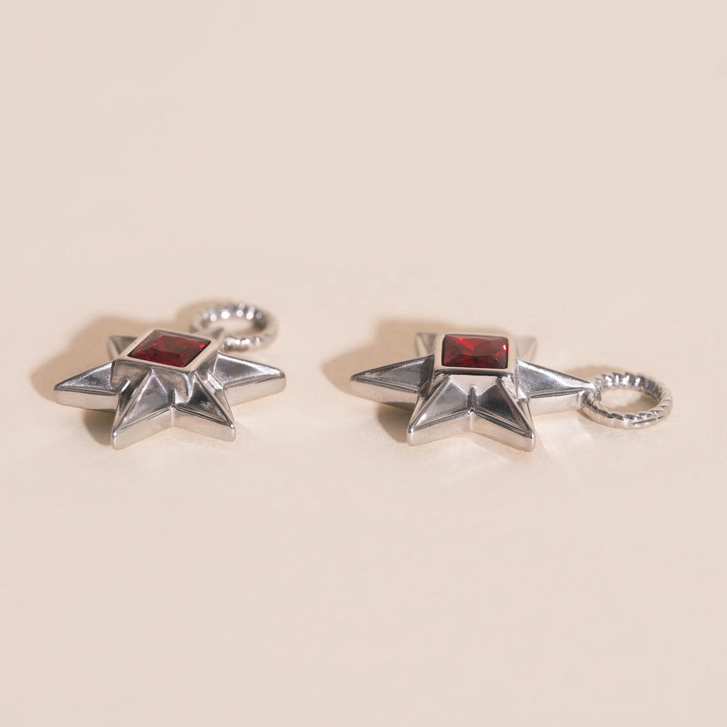Ruby Star Chunky Huggie Hoop Charms