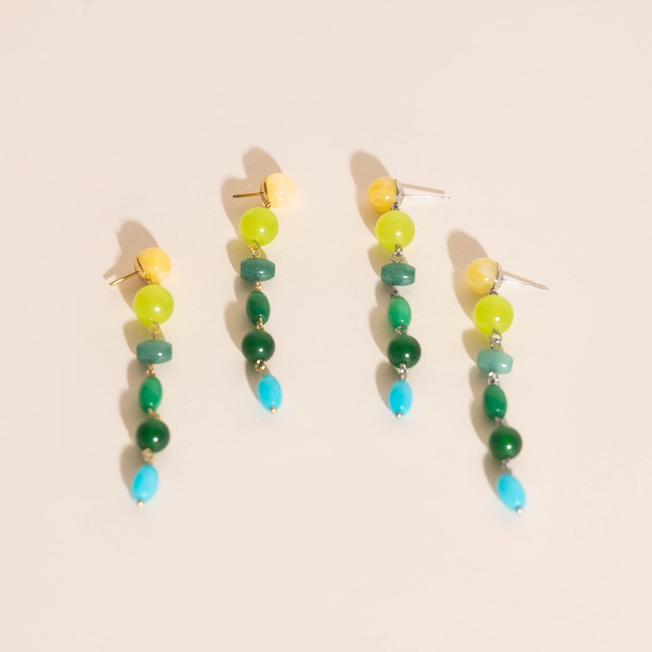 Beaded Dangle Stud Earrings