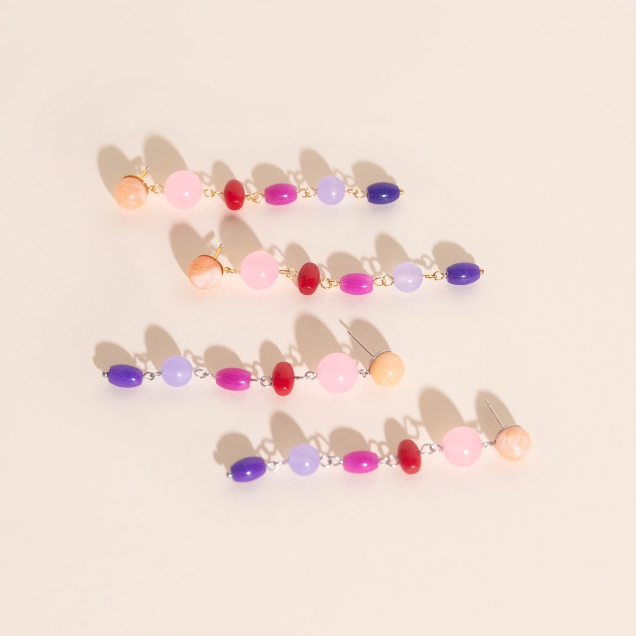 Beaded Dangle Stud Earrings