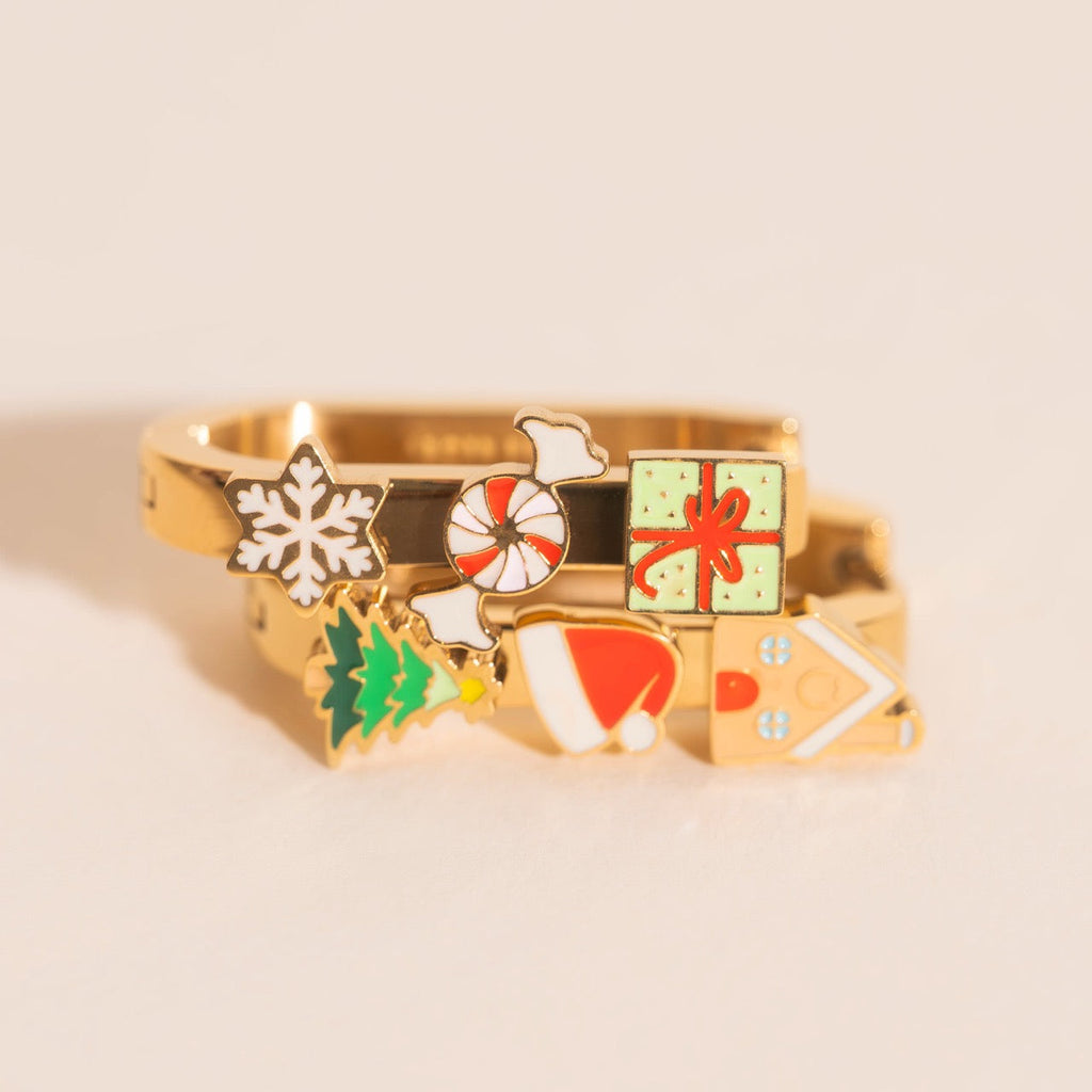 Christmas Oblong 3D Huggie Hoop Earrings