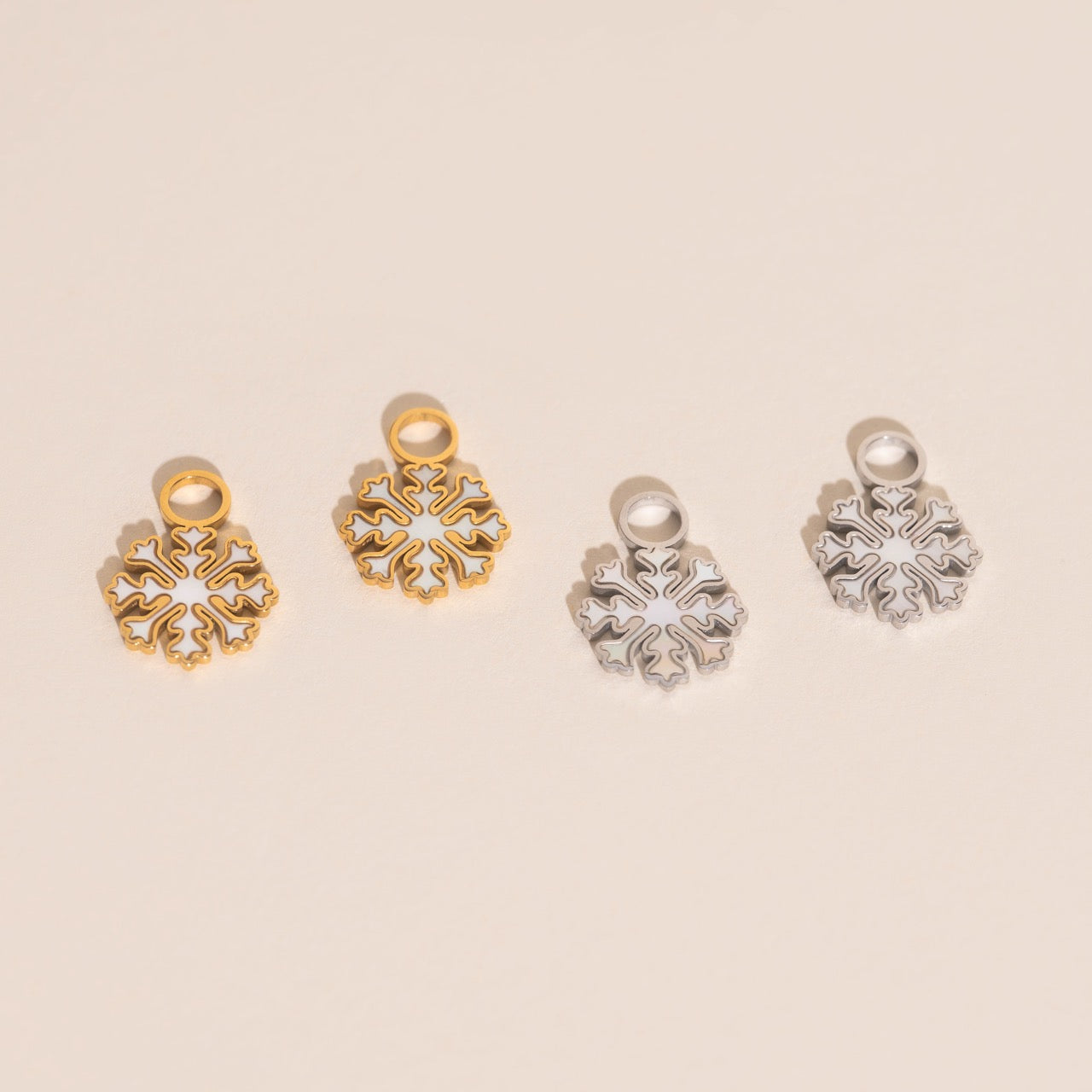 Pearlescent Snowflake Chunky Huggie Hoop Charms