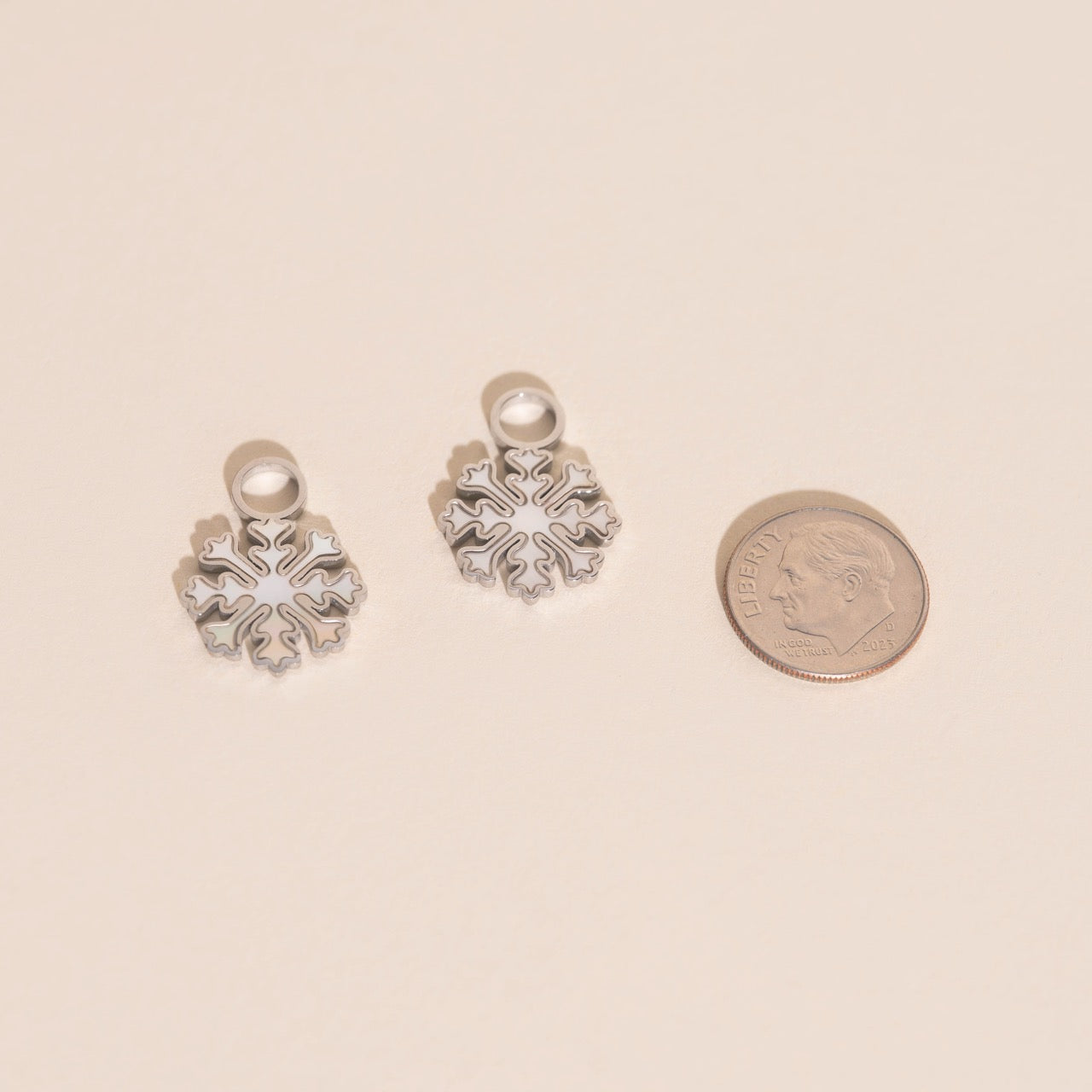 Pearlescent Snowflake Chunky Huggie Hoop Charms