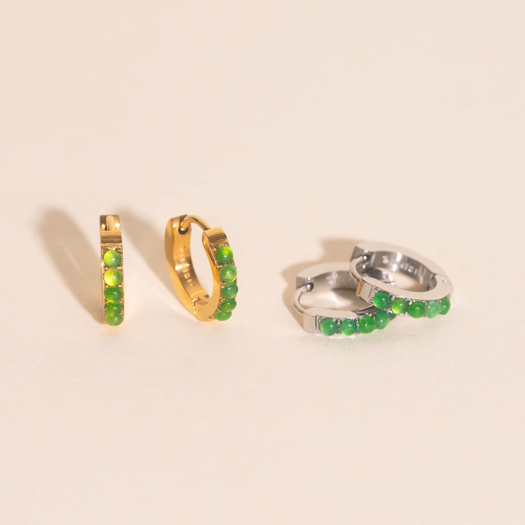 Color Gem Huggie Hoop Earrings