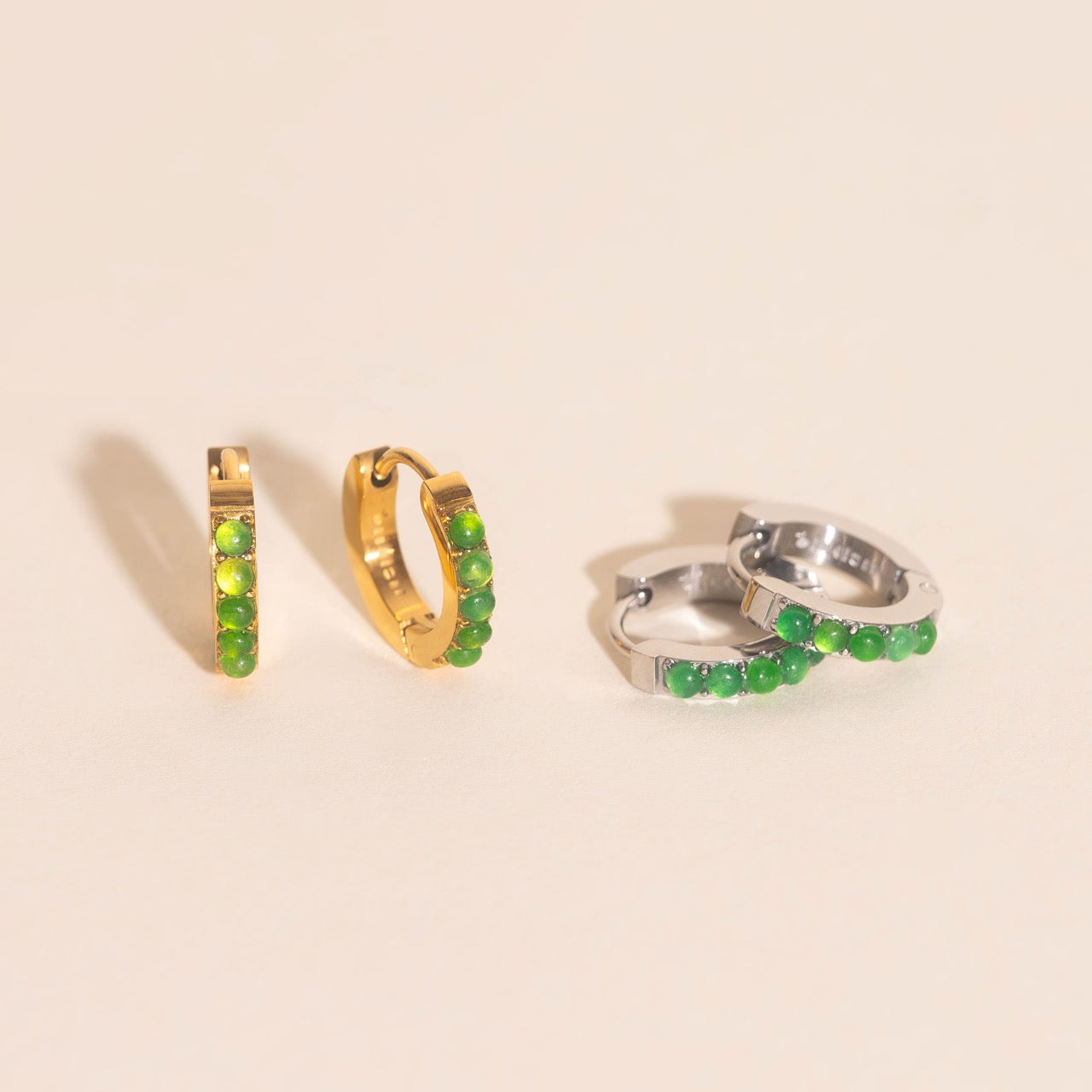 Color Gem Huggie Hoop Earrings