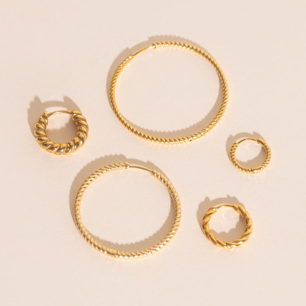 Twisted Rope Rounded Huggie Hoop Earrings