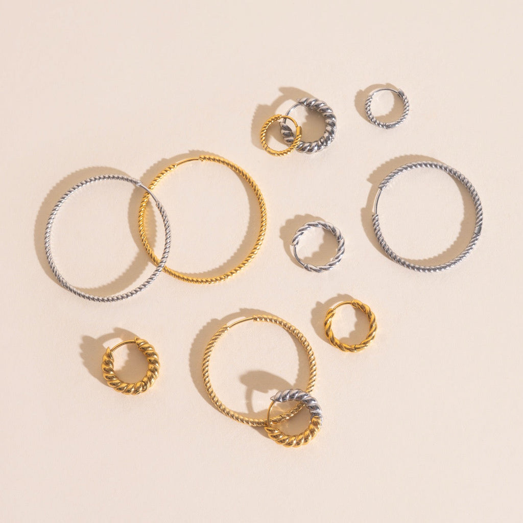 Lasso Rope Rounded Huggie Hoop Earrings