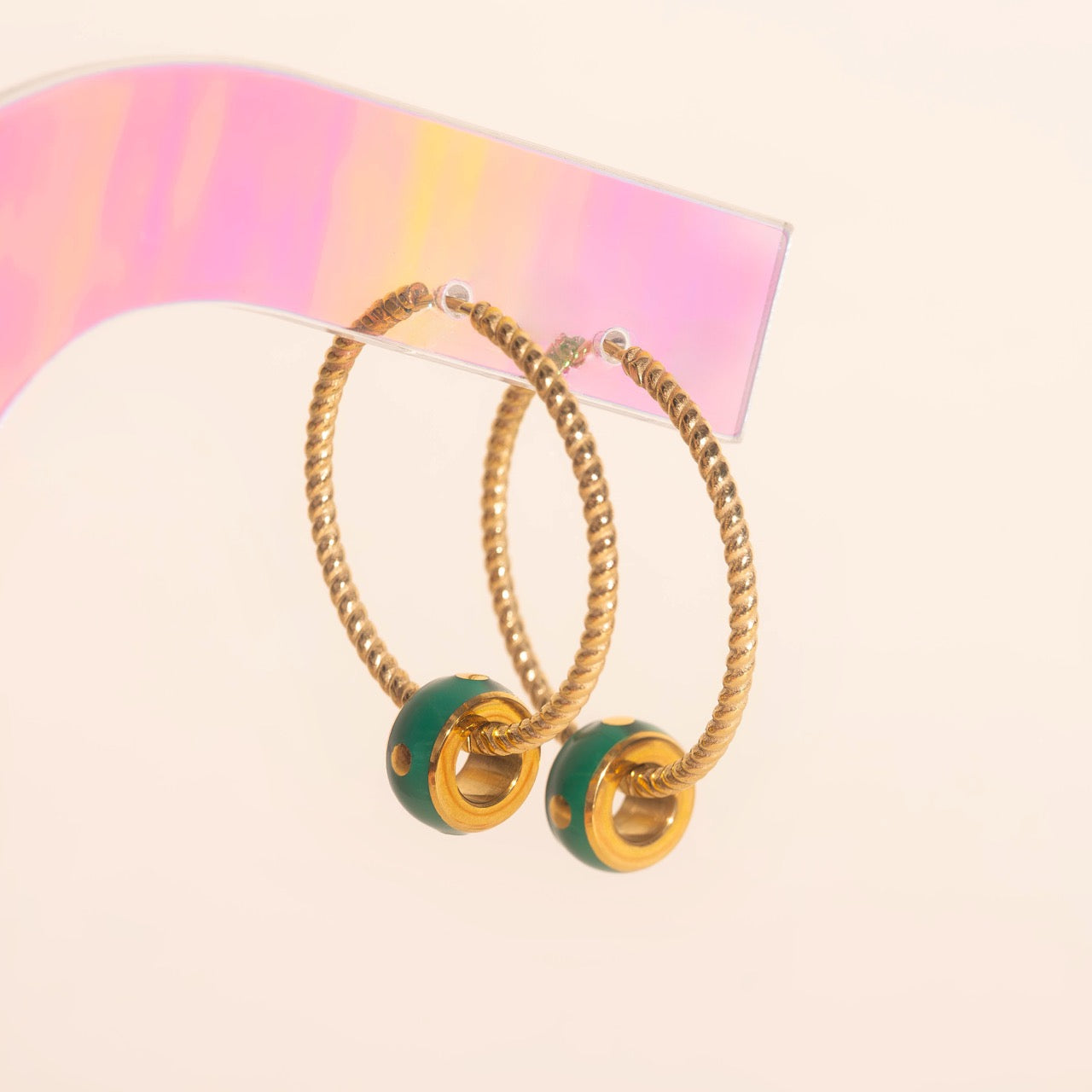 Color Pop Chunky Huggie Hoop Charms