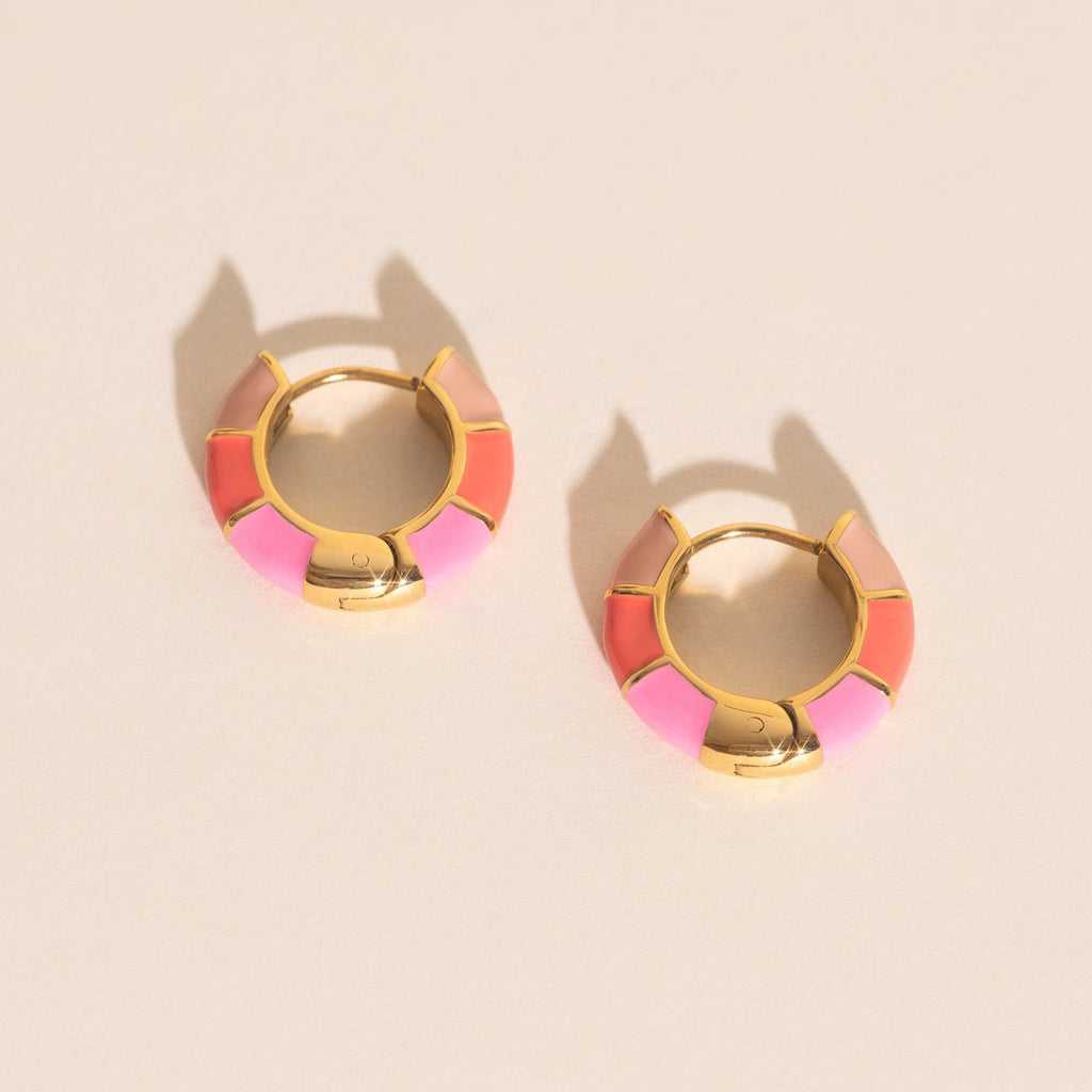 Color Block Chunky Rounded Huggie Hoop Earrings