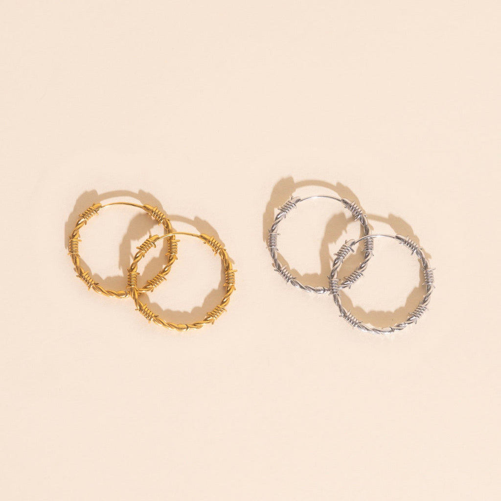 Barbed Wire Huggie Hoop Earrings