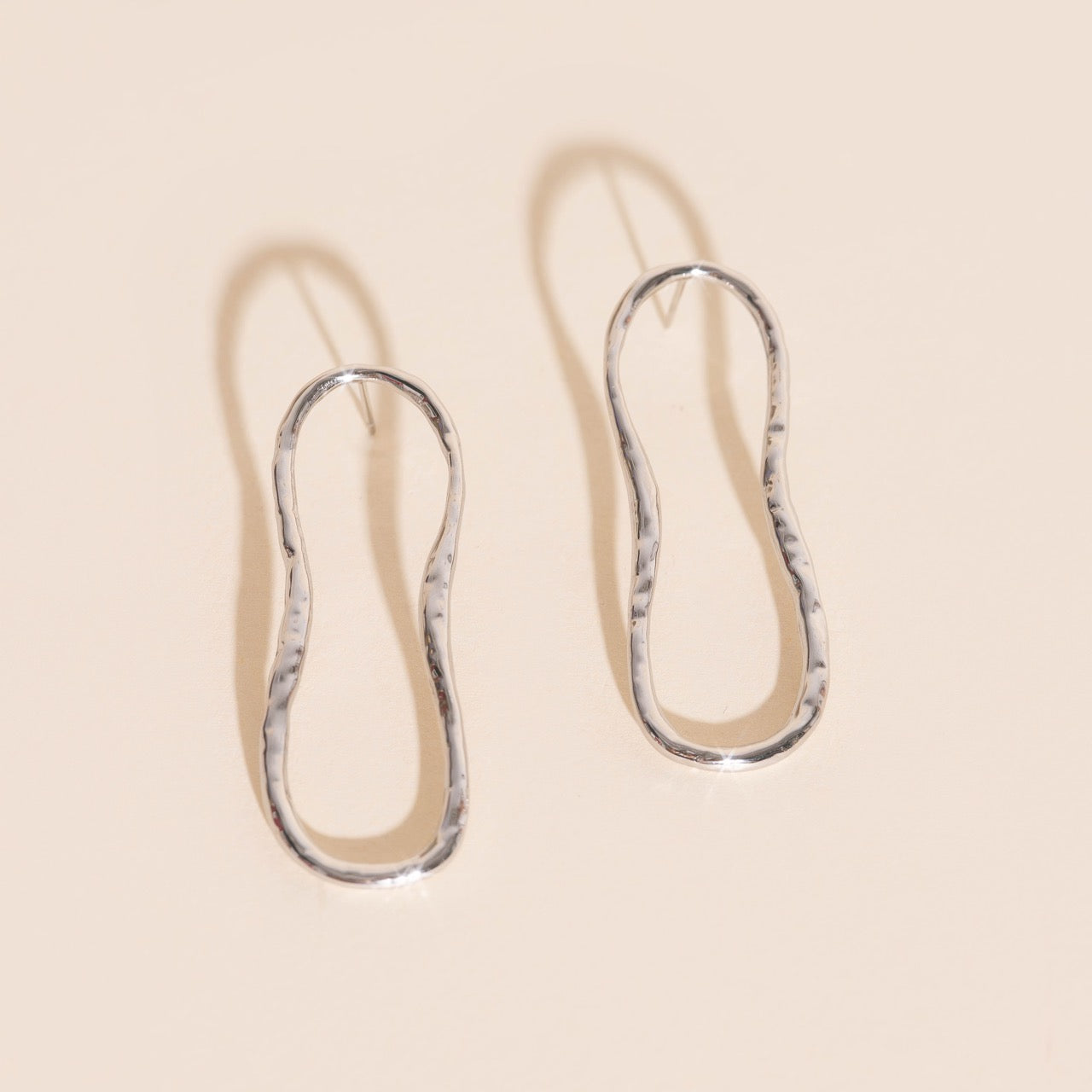 Hammered Oval Stud Earrings