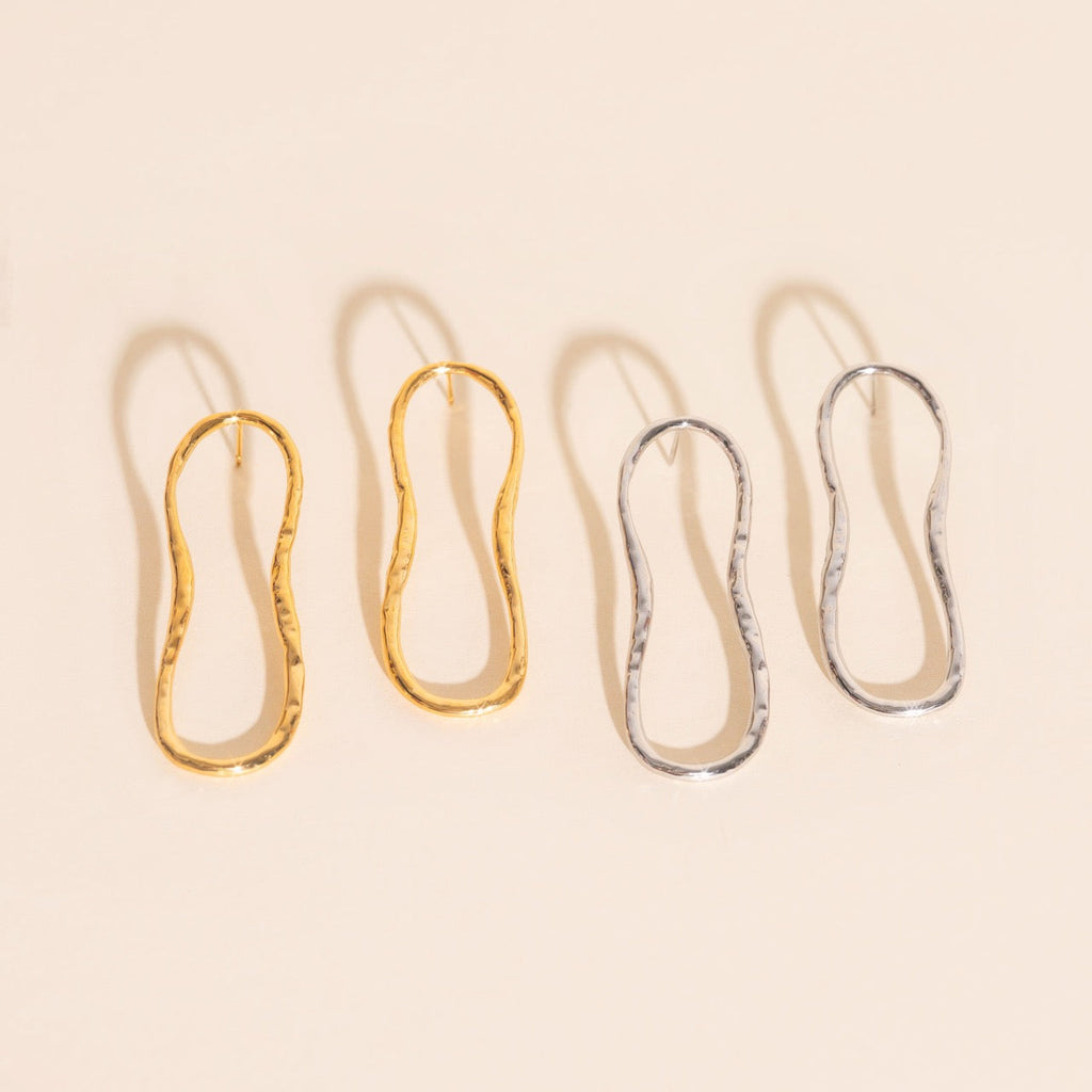 Hammered Oval Stud Earrings