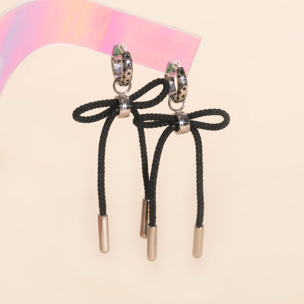 Bowtie Chunky Huggie Hoop Charms