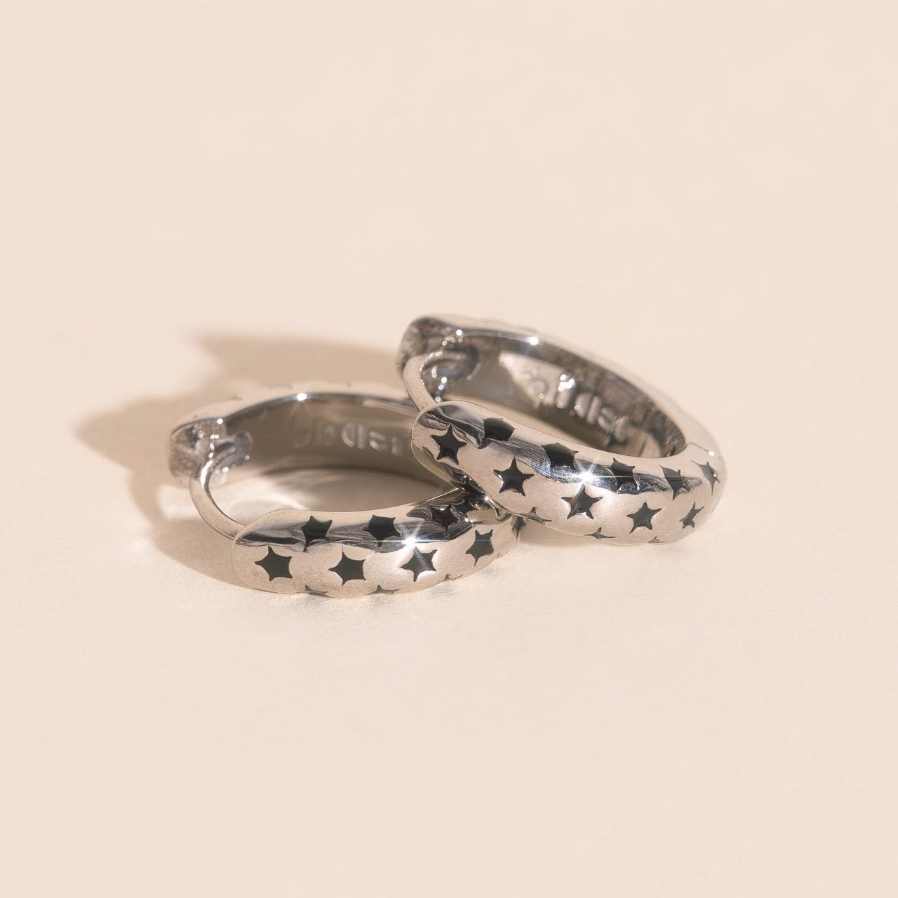 Black Star Chunky Huggie Hoop Earrings