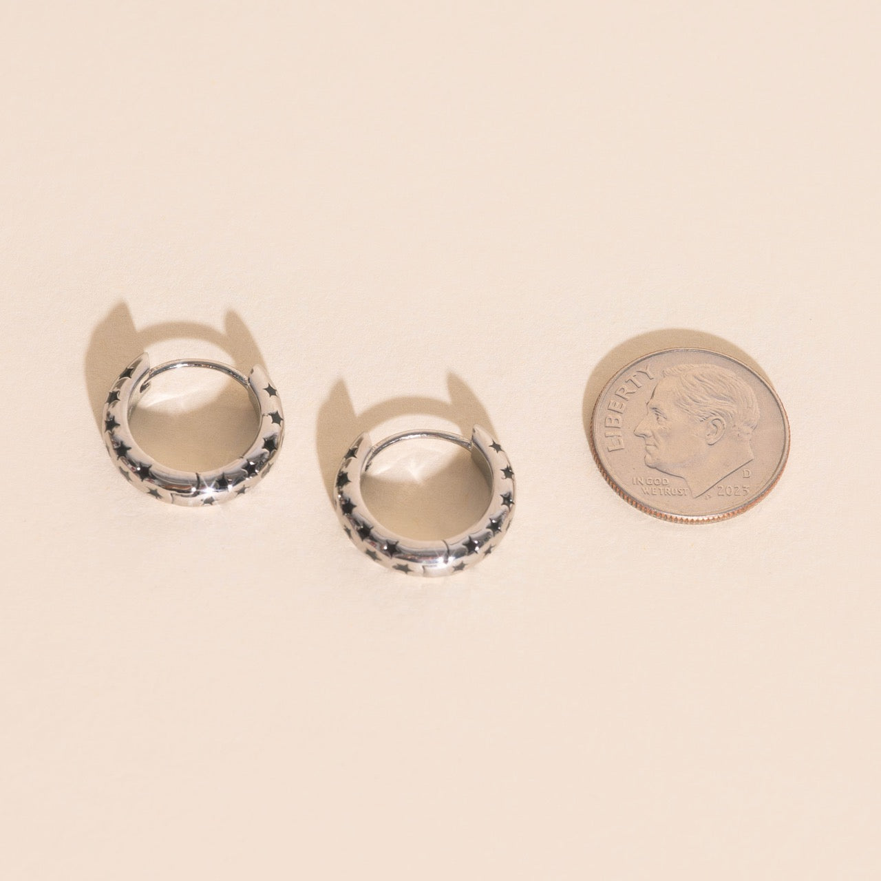 Black Star Chunky Huggie Hoop Earrings