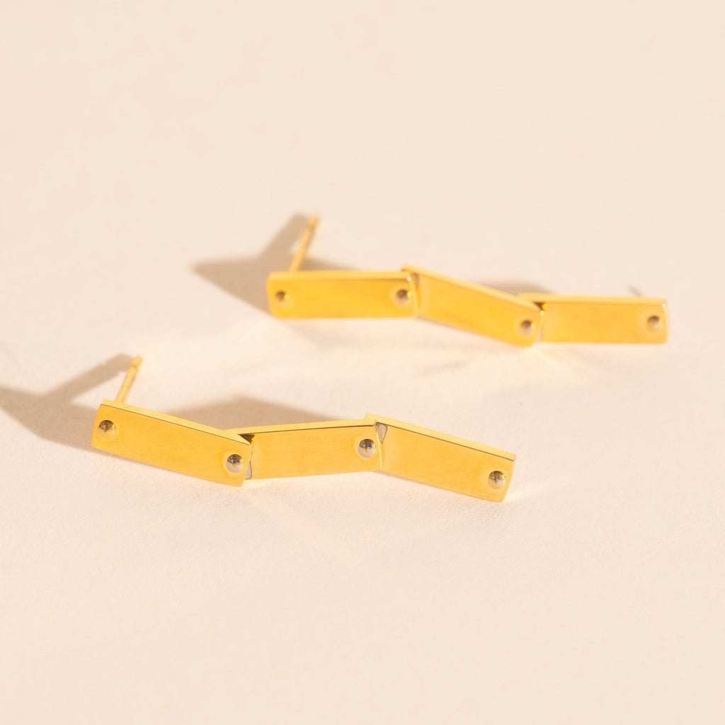 Flat Hammered Bar Stud Earrings